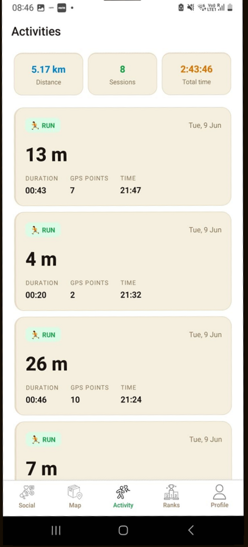 TERREX activity feed screenshot